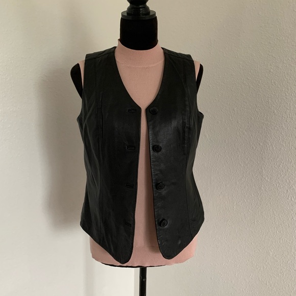 Alfani Black Leather Button Up Vest - Picture 3 of 10